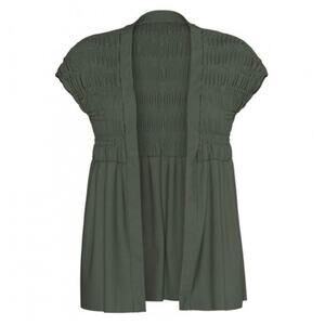Lularoe Women’s Medium Kaylin Cardigan Green Smocked Short Sleeve Fall Layering